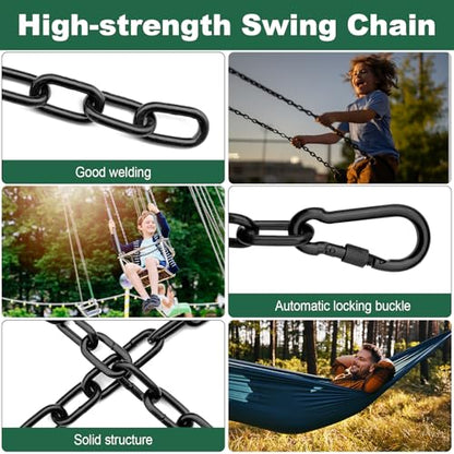 79inch Extra Long Safety Suspension Chain Set, 2000mm with 4 Clasps, Seamless Welding, Easy Install for Chandelier, Camping, Fence Gate - size: 79inch