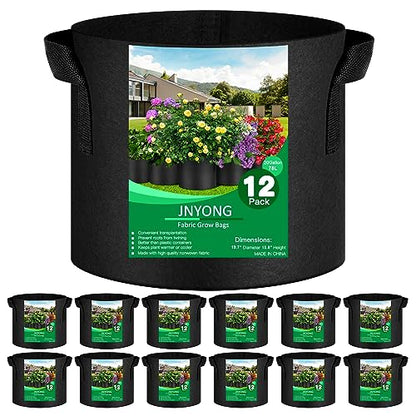 JNYONG NYONG 12-Pack 20 Gallon Thickened Non-Woven Grow Bags | Aeration Fabric Pots with Handles - size: 20 Gallons