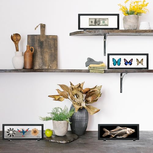 Harloon 12 Pcs 3D Floating Display Case Floating Frame Display Holder Stand Challenge Coin Jewelry Frame Box for AA Medallions Fossil Rock Gemstones Specimen(Black,9.1 x 3.5 x 0.8 Inch,Square Base) - color: Black, size: 9.1 x 3.5 x 0.8 Inch, style: Square