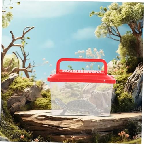 TOYANDONA Portable Fish Tank Breathable Lid Turtle Habitat and Handheld Reptile Feeding Box for Hamsters and Aquatic Pets for Travel and Observation
