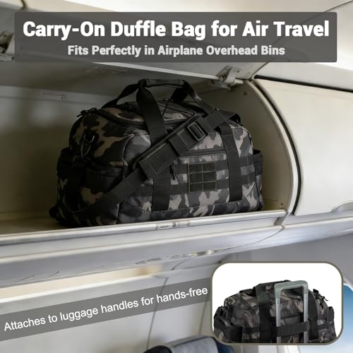 Hannibal Tactical 35L Large Duffle Bag, 3-in-1 Tactical Backpack MOLLE Pack for Sports/Gym/Outdoor, Black Camo - color: Black Camo