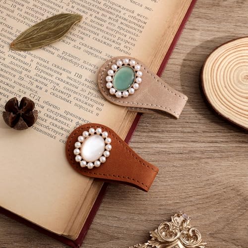 2PCS Vintage Magnetic Leather Bookmark, Leather Magnetic Bookmarks for Women, Magnetic PU Bookmarks Clip Book Accessories - style: Baroque