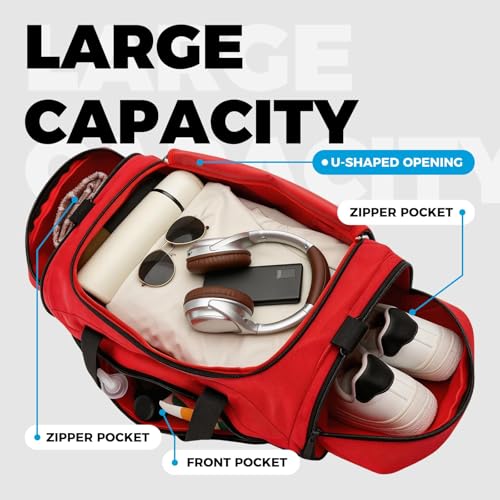 Uarition Mens Gym Bag, 55L Large Sports Duffle Bags, Workout Bags Lightweight, Red - color: Red