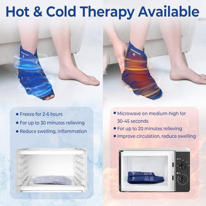 Ankle Foot Ice Pack Wrap, XL, Blue, 1 Wrap + 4 Gel Packs | 30-Min Long-Lasting & Leakproof, Full Coverage for Feet Pain Relief, Hot & Cold Therapy, Insertable Ice Packs, Easy-to-Wear - size: XL, style: Blue (1 Wrap+4 Gel Packs)
