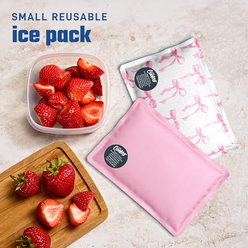 Fit & Fresh Cool Coolers 2 Pack Soft Ice for Lunch Bags, Flexible Stretch Nylon, Durable, Reusable Lunch Box Ice Packs, Soft Ice, Reusable Freezer Packs, Lunch Ice, Easy to Clean, Pink Bows - color: Pink Bows (2 Pack), size: Standard