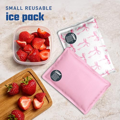 Fit & Fresh Cool Coolers 2 Pack Soft Ice for Lunch Bags, Flexible Stretch Nylon, Durable, Reusable Lunch Box Ice Packs, Soft Ice, Reusable Freezer Packs, Lunch Ice, Easy to Clean, Pink Bows - color: Pink Bows (2 Pack), size: Standard