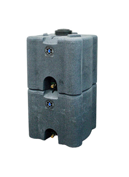 30 Gallon Stackable Emergency Water Storage Tank – Heavy-Duty Water Barrel for Long-Term Drinking Water or Preparedness (Granite) - color: Granite