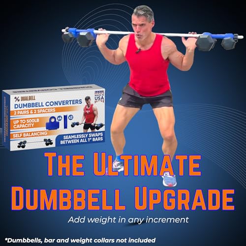 Dumbbell Converter- for 1" bars Superset Dumbbell to Barbell Adapters- hold up to 500lbs- Converts dumbbells for use on 1" diameter barbell - color: Blue (for standard 1" bar)