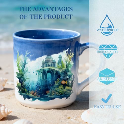 20 Pcs Ocean Empire UV DTF Cup Wraps, 4.3 x 9.4 Inch Ocean Thmem UV DTF Transfer Stickers Waterproof Rub on Transfer Decals for 16OZ Glass Bottle Vase Furniture Crafts - style: Ocean Empire