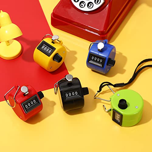 PETKNOWS 5Pcs Handheld Tally Clicker Counter 4 Digital Number for Sports | School Event Golf Sports Office Stadium, 4 Digital Number Clicker, 5 Pcs Handheld Counter Bulk - color: Red & Black & Yellow & Green & Blue