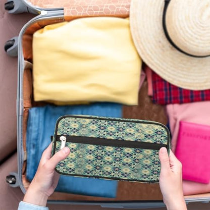 Travel Toiletry Bag for Women Men, Islamic Flowers Foldable Dopp Kit Water Resistant Shaving Bag for Toiletries Cosmetics Traveling Organizer