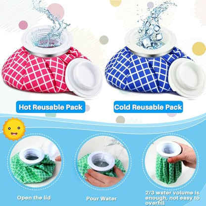 Honoson 4 Pack Reusable Ice Pack for Injuries, Ice Bags Hot Water Bag for Hot & Cold Pain Relief No-Leak Elastic Breathable for Muscle, Joint Pain Swelling, Sports & Home Use(Cute Style) - style: Cute Style