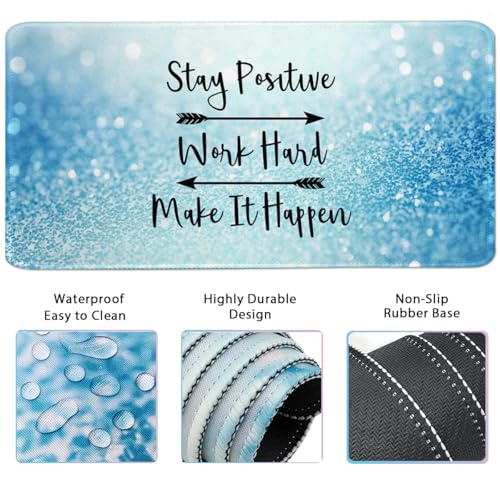 4-in-1 Large Gaming Mouse Pad, Keyboard Wrist Rest Pad & Wrist Support Mousepad Set, Extended Desk Pad Waterproof Desk Mat for Home Office Study Game - Stay Positive - color: Stay Positive