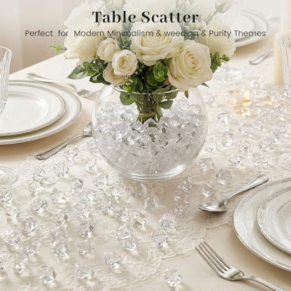 DomeStar Fake Ice, 150PCS Fake Diamonds, Plastic Diamonds Acrylic Rocks Vase Fillers for Centerpieces Wedding Party Table Scatter Food Display - color: 150 Clear