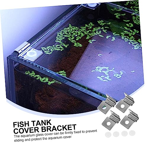 Happyyami 4pcs Fish Tank Glass Cover Brackets Easy Install Clips for Aquarium Lid Support Prevent Fish from Jumping Tank Accessories