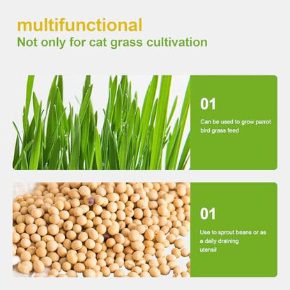 Cat Grass Planter, Hydroponic Cat Grass Kit with Germination Tray, Soil-Free Cat Grass Tray for Indoor Cats, Microgreens Growing Tray, No Seeds Included