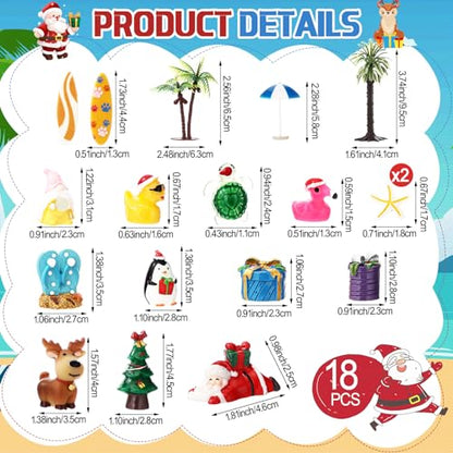 Soulchen 18 Pcs Christmas in July Decorations Mini Resin Fish Tank Decorations Miniature Santa Tree Snowman for Fish Tank Aquarium Landscape Statue Supplies Table Decor