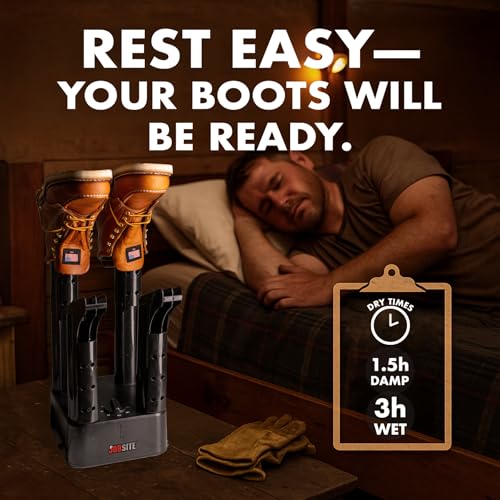 JobSite Boot Dryer - Mighty Dry with Heat Blower Fan - Fast Glove & Shoe Dryer - Helps Reduce Odor