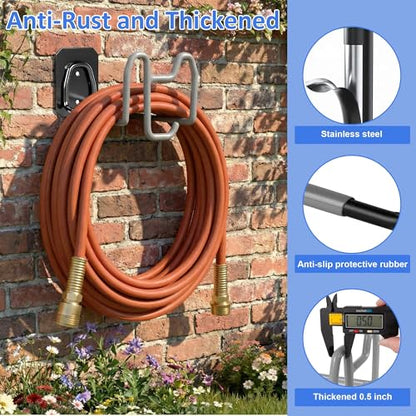 2pcs Garden Hose Holder with Tool Hook - Heavy Duty Water Hose Reel with Nozzle Storage Design, Wall Mount Hose Hanger Water Hose Holders for Outside Yard Storage - color: 2pc Gray