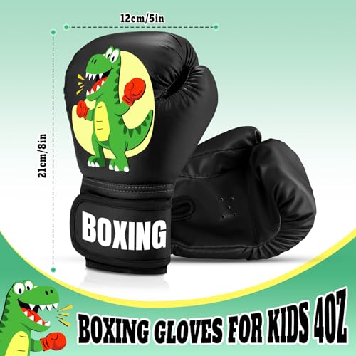 Kids Boxing Gloves for Boys & Girls, Youth Boxing Training Gloves for Kids Age 3 to 9 Years, 4OZ Training Sparring Gloves for Punching Bag Kickboxing Muay Thai MMA - color: Black