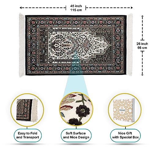 Praying Mat Islamic, Black Prayer Rug, Foldable Prayer Mat Thick, Travel Prayer Rug Muslim, Prayer Mat Gift, Islamic Favors (Black) - color: Black