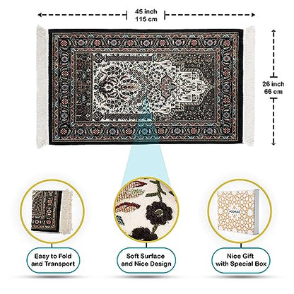 Praying Mat Islamic, Black Prayer Rug, Foldable Prayer Mat Thick, Travel Prayer Rug Muslim, Prayer Mat Gift, Islamic Favors (Black) - color: Black