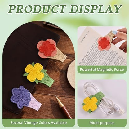 3 PCS Fruit of Spirit Magnetic Leather Bookmarks, Floral Patterns (Patience Kindness Goodness) of Galatians, Bible-Inspired Page Markers, Double-Sided, Gift for Book Lovers, Students, Book Accessories - style: Patience Kindness Goodness