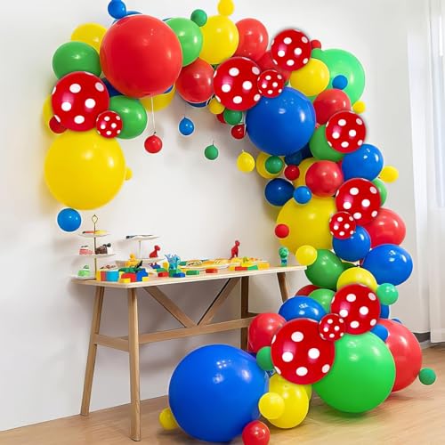 Red Yellow Blue Balloons, Red Blue Green Party Balloons Red Polka Dot Balloons Carnival Circus Balloons Yellow Green Latex Balloons For Kids Adults Birthday Carnival Theme Party Wedding Baby Shower - color: Red Yellow Blue Green