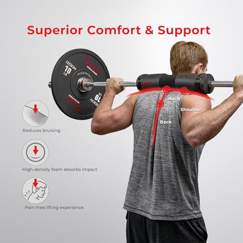 Sunny Health & Fitness 60-Inch Chrome Barbell Bar or High-Density Foam Barbell Pad – Strength Training Gear for Squats, Deadlifts, Hip Thrusts, Bench Press, Lunges & Full-Body Home Gym Workouts - style: Barbell Pad