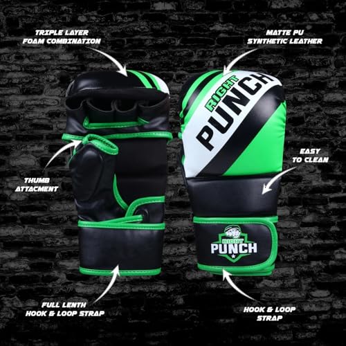 Hybrid MMA Sparring Gloves for Grappling, Kickboxing, and Open Palm Martial Arts - color: Green, size: 3X-Large