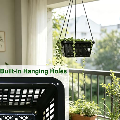 12 Pack Square Aquatic Plant Planter Basket - 7 Inch (18cm) Mesh Pond Plant Pots, Plastic Slotted Design for Water Garden, Aquaponics & Hydroponics Outdoor Use - style: 7" Square-12 PCS