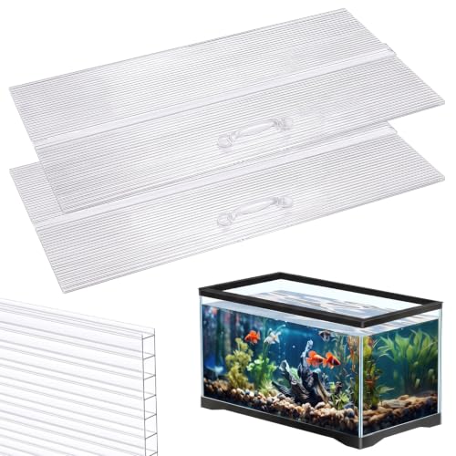 Sieral 2 Pcs Clear Aquarium Canopy Set Polycarbonate Greenhouse Panels 16.87 x 16.87 x 0.12 Inch for 50/65/84 Gallon Fish Tank with Center Brace Aquariums Cover Fish Tank Lid - color: Clear, size: 36 x 18 Inch