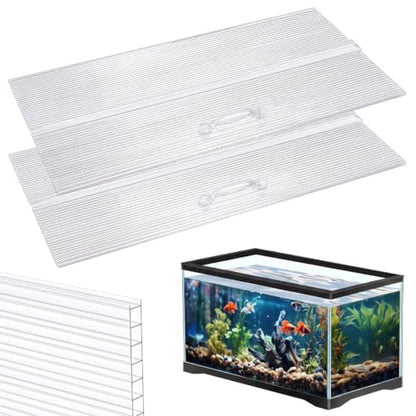 Sieral 2 Pcs Clear Aquarium Canopy Set Polycarbonate Greenhouse Panels 16.87 x 16.87 x 0.12 Inch for 50/65/84 Gallon Fish Tank with Center Brace Aquariums Cover Fish Tank Lid - color: Clear, size: 36 x 18 Inch