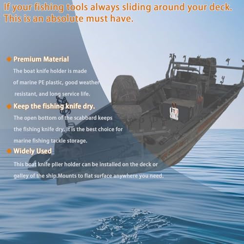 Boat Knife and Plier Holder, Polymer Marine Storage Organizer, Boat Tool Holder Fit for Fishing Tools, Lures and Baits (Close knife rest) - style: Close knife rest