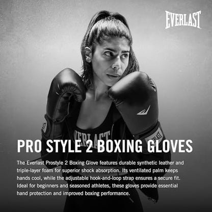 Everlast Prostyle 2 Boxing Gloves, Entry Level Training Gloves for Men and Women, Secure Fit Hook and Loop Closure & Ventilation, Heavy Bag & Speedbag Training - color: Red, size: 14 oz
