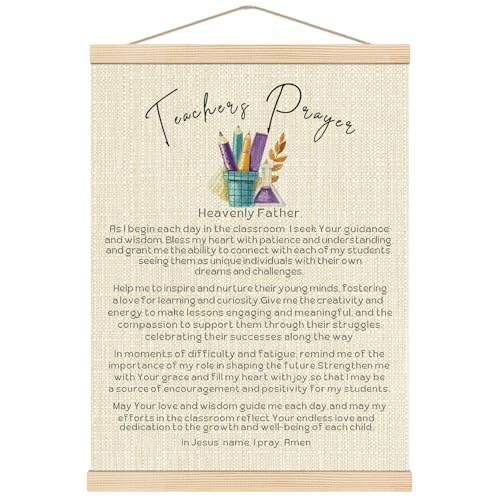 Boat Wades Teacher's Prayer Christian Wall Art Poster Hanger Frame, Teacher Classroom Decor, Teacher Appreciation Gifts Hanging Wall Decor for Home School Office, 12x16 Inch - color: Teacher's