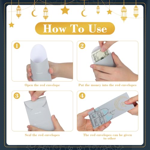 VALICLUD 36Pcs Eid Money Envelopes Ramadan Cards Gift Note Card Envelopes Small Cash Gift Money Bag for Eid Mubarak Celebration 7.08X3.14In