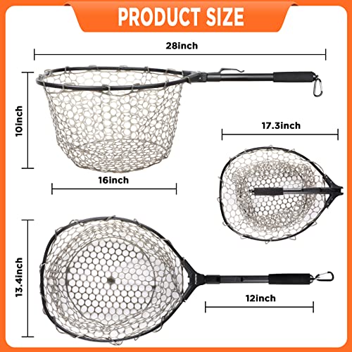 PLUSINNO Fly Fishing Net, Bass Trout Landing Net, Folding Fishing Nets Fresh Water, Safe Fish Catching or Releasing - color: 16 x 13 Hoop Size (28Extend Length)
