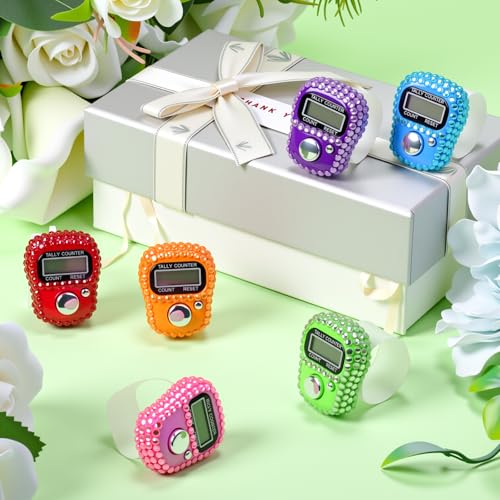 Simgoing Electronic Finger Clicker Counter, Rhinestones Tally Tasbeeh Counter Gifts for Prayer Islamic Golf Counting Goods Lap Knitting Bling Accessories - color: Bright Colors