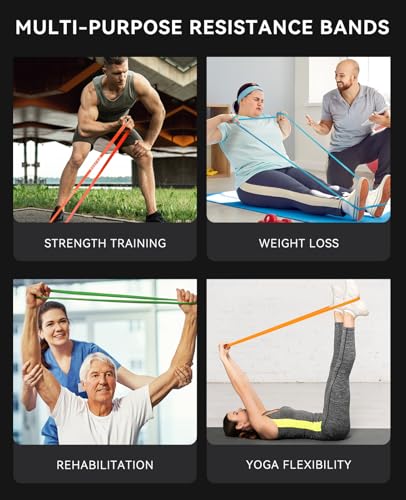 SUNPOW Pull Up Assistance Bands, Set of 5 Heavy Duty Resistance Bands for Men & Women, Natural Latex Exercise Bands for Pull-Up Progression, Home Workout, Strength Training, Mobility & Stretching - color: Colourful