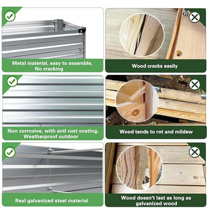 4×3×1FT(2PCS) Galvanized Raised Garden Bed Kit Metal Planter Boxes,Large Raised Garden Bed for Planting Vegetables,Flowers,Herbs -Silver - color: Silver, size: 4×3×1FT(2PCS)