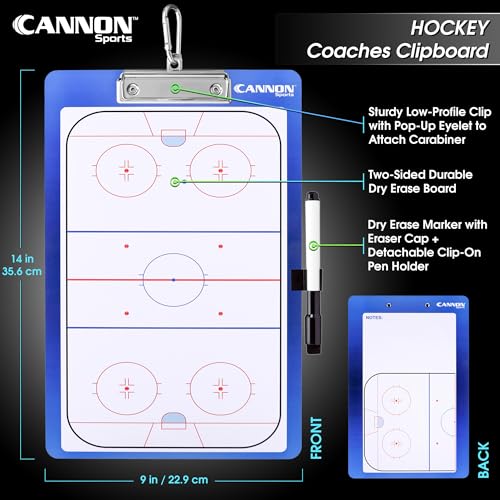 Cannon Sports Dry Erase Coaches Board with Marker - Double-Sided Dry Erase Coaching Board for Baseball, Basketball, Football, Soccer, and Hockey - Perfect for Practices and Games (Hockey) - style: Hockey