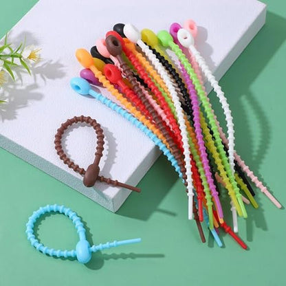 20 Pack 8.5 Inch Cable Ties Silicone Clips Rubber Twist Cord Household Snake Organizer Strap
