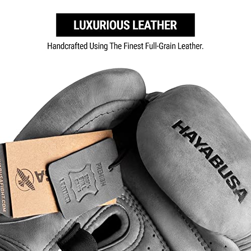 Hayabusa T3 LX Leather Boxing Gloves | Leather Boxing Gloves, Training Gloves Men and Women, Sparring Gloves, Heavy Bag Gloves, 16oz Boxing Gloves, Muay Thai Gloves - color: Slate, size: 12oz