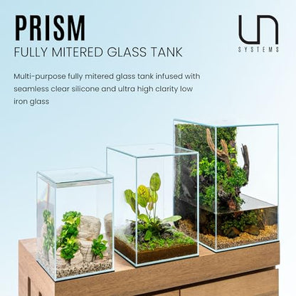 Ultum Nature Systems Prism Rimless Glass Aquarium - Cube Tank with Mitered Lid, Tall Nano Fish Tank for Home & Office - UNS Prism, 30TM - size: 11.81 x 11.81 x 17.72 inches