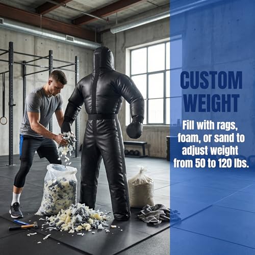 6FT Wrestling Dummy Grappling Dummy, Unfilled Hollow Design, Anti Burst Black Space Leather, MMA BJJ Training Equipment for Adults, Heavy Duty Martial Arts Practice Partner