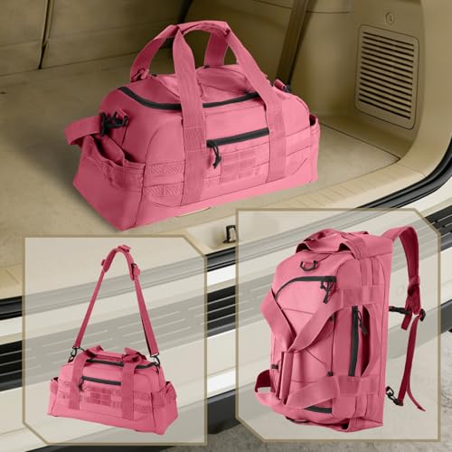 Hannibal Tactical 35L Large Duffle Bag, 3-in-1 Tactical Backpack MOLLE Pack for Sports/Gym/Outdoor, Pink - color: Pink