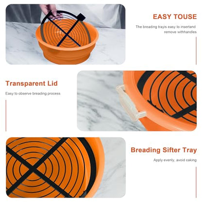 Collapsible Batter Bowl - Breading Bowl Shaker with Lid, Orange - color: Orange