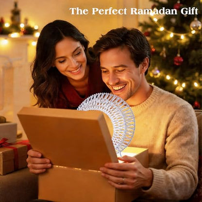 Lewondr Ramadan Decorations Moon Table Lamp, Moon Shape Rattan Ramadan Desk Lamp Battery Powered Light, Winding Thread LED Crescent Light for Home Bedroom Bedside Desktop Eid Mubarak Decorations - style: Warm White Moon