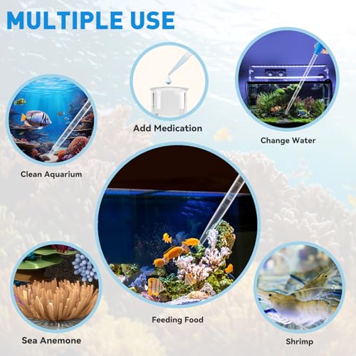 27.7IN Extra Long Turkey Baster for Aquarium, Blue, 50ml | Plastic Turkey Baster Long Syringe, Waste Remover for Aquarium Vacuum, Siphon for Fish Tank, Fish Waste Collector